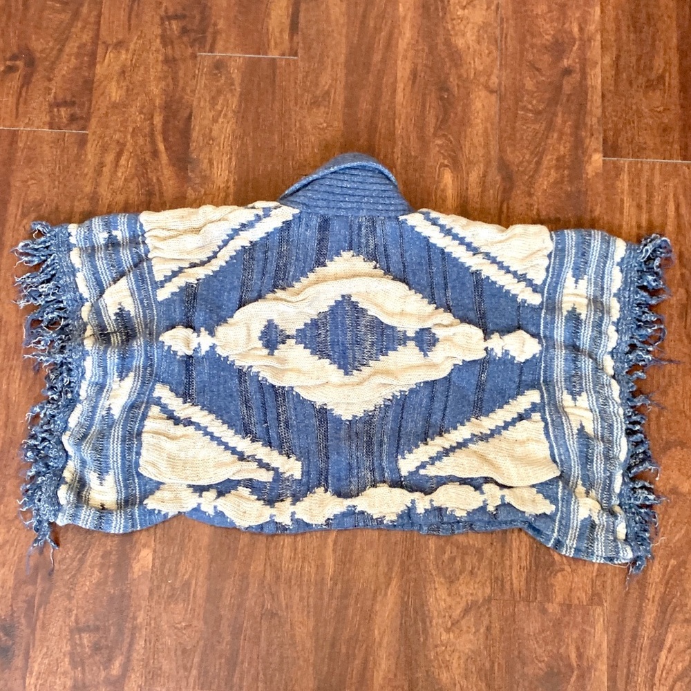 Ralph Lauren Cardigan Wool Linen Southwest Fringe - Picture 5 of 8